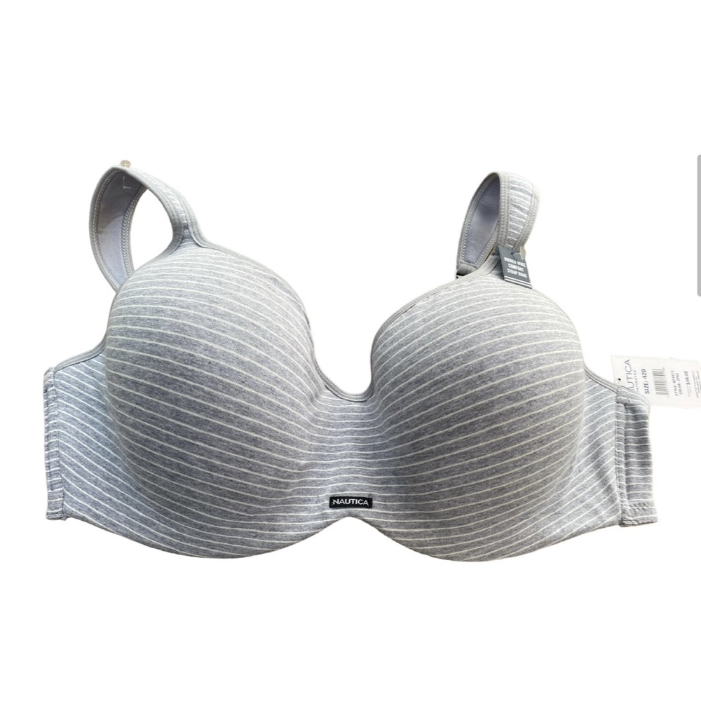 1 - Nautical Intimates Bra Womens 42D Style NT3973 Underwire Gray White Stripe